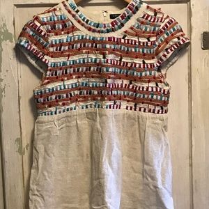 Gryphon embellished cap-sleeve blouse sz small